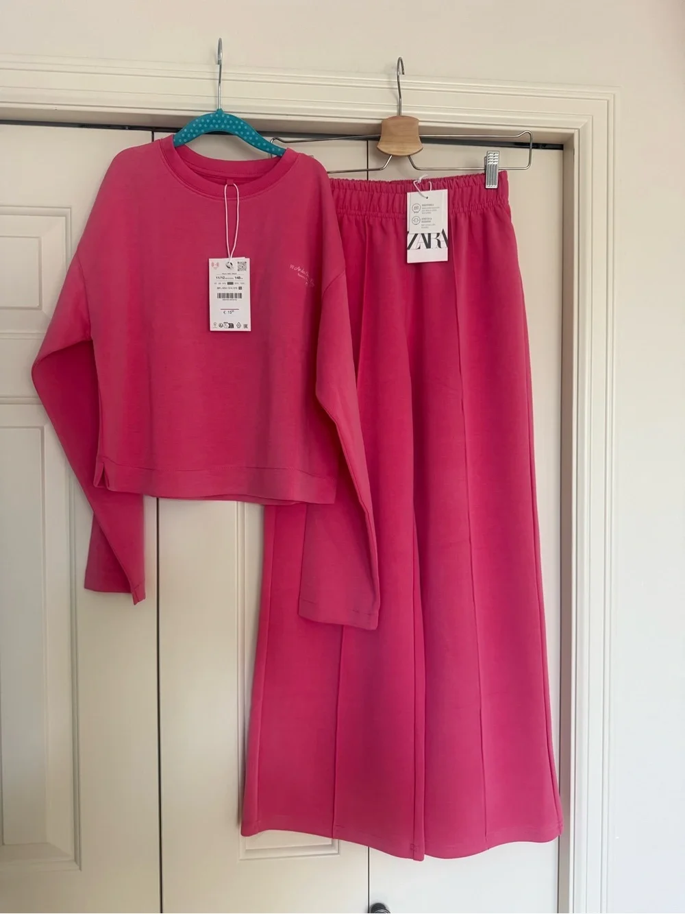 Zara Girls Pink Sweatshirt & Wide Leg Pants Set NWT Sizes 11/12 & 12/13